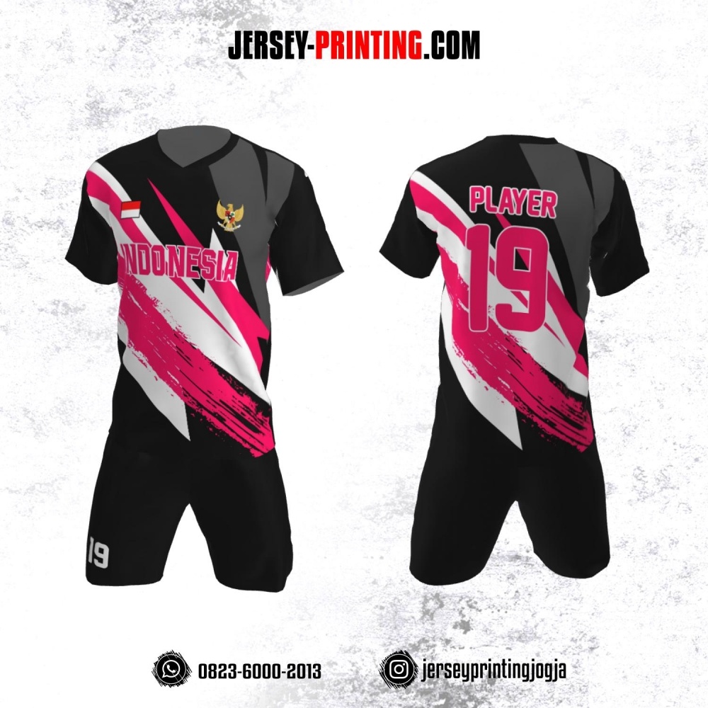 Jersey Futsal Hitam Putih Pink - Jersey Printing - Bikin Jersey Satuan