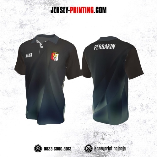 Baju Kaos Jersey Menembak Perbakin Kerah Polo Abu-abu Dongker