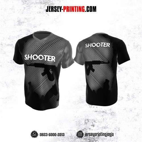 Baju Kaos Jersey Menembak Shooter Shooting Abu-abu Hitam Motif Bintik-bintik