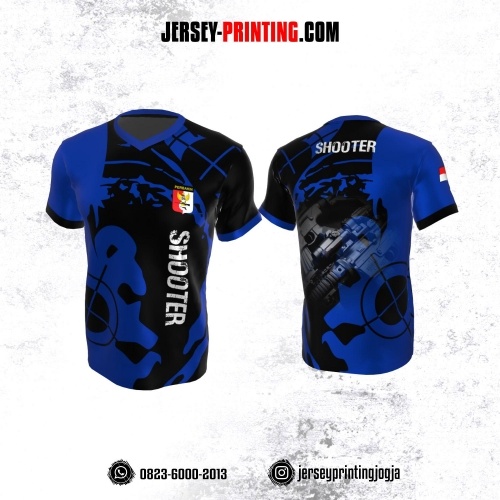 Baju Kaos Jersey Menembak Shooter Shooting Hitam Corak Navy
