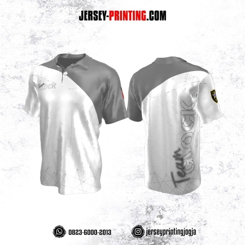 Baju Kaos Jersey Menembak Shooter Shooting Kerah Polo Putih Abu-abu Motif Bintik-bintik
