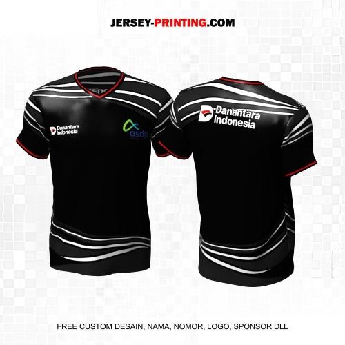 Jersey Instansi Danantara Indonesia ASDP BUMN Hitam Putih Abu Motif Abstrak Line 06
