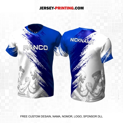 Jersey Adu Panco Biru Putih Motif Abstrak Brush 06