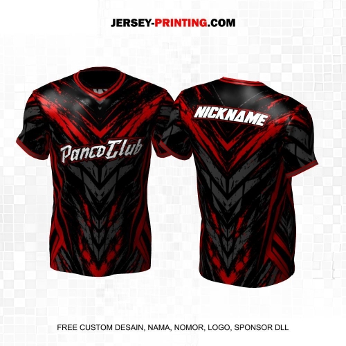 Jersey Adu Panco Hitam Abu Merah Motif Abstrak 11