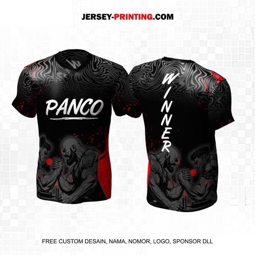 Jersey Adu Panco Hitam Abu Merah Motif Liquid 20