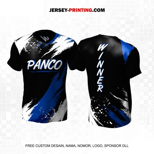 Jersey Adu Panco Hitam Biru Putih Motif Abstrak 15