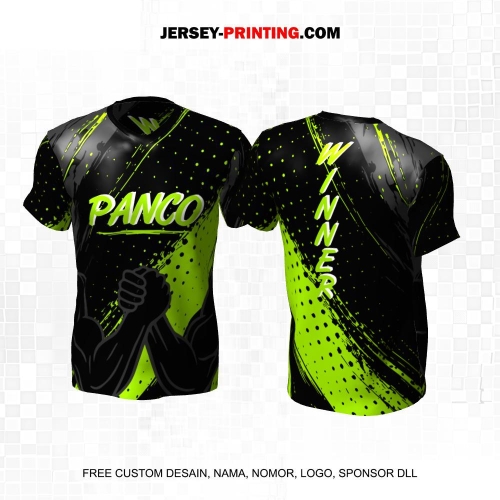 Jersey Adu Panco Hitam Hijau Motif Abstrak Polkadot 18