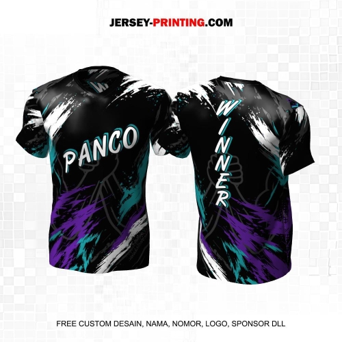 Jersey Adu Panco Hitam Ungu Tosca Putih Motif Abstrak 08