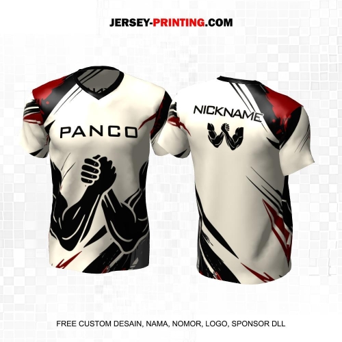 Jersey Adu Panco Krem Hitam Maroon Motif Abstrak 01