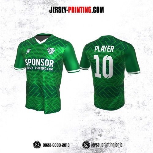 Jersey Atasan Badminton Volly Lari Futsal Hijau Putih Motif Strip