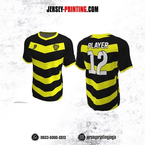 Jersey Atasan Badminton Volly Lari Futsal Hitam Stripe Kuning