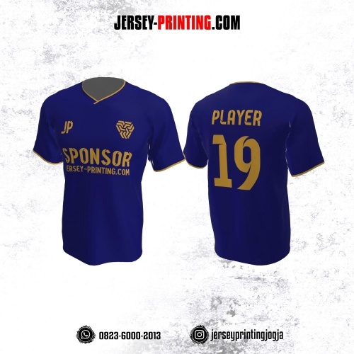 Jersey Atasan Badminton Volly Lari Futsal Navy Garis Emas