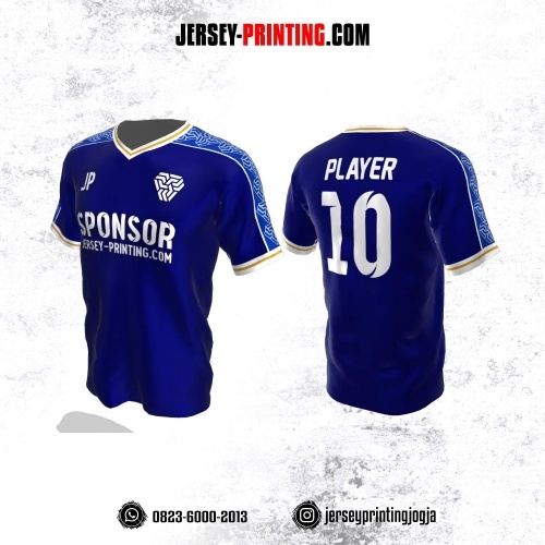 Jersey Atasan Badminton Volly Lari Futsal Navy Putih Kuning Motif Seamless