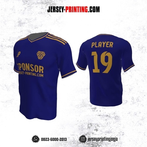 Jersey Atasan Badminton Volly Lari Futsal Navy Strip Emas