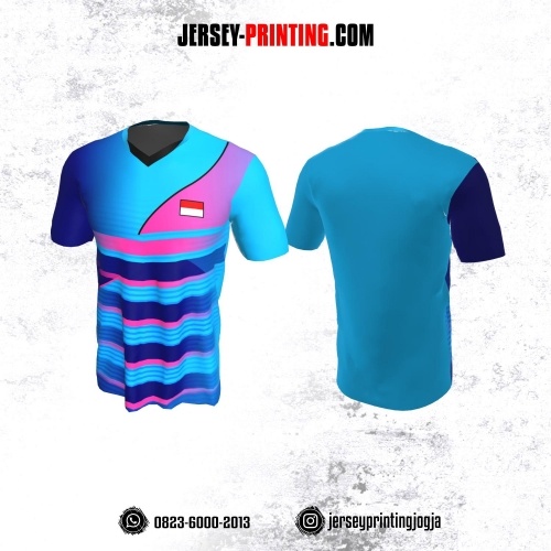 Jersey Badminton Biru Pink Dongker Strip
