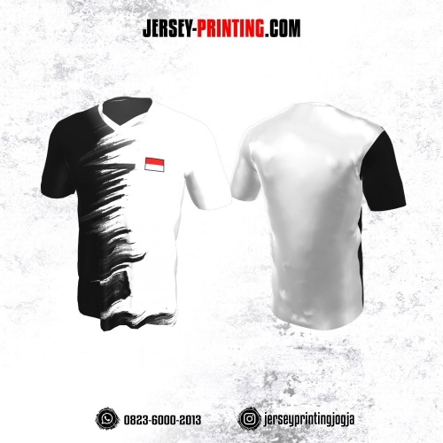 Jersey Badminton Brush Putih Hitam