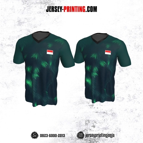 Jersey Badminton Hijau Army Motif Rumput