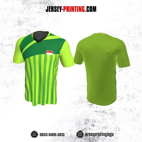 Jersey Badminton Hijau Motif Salur