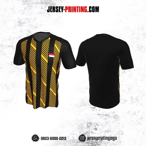 Jersey Badminton Hitam Corak Kuning Kunyit