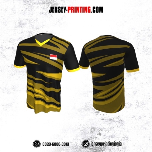 Jersey Badminton Hitam Loreng Kuning