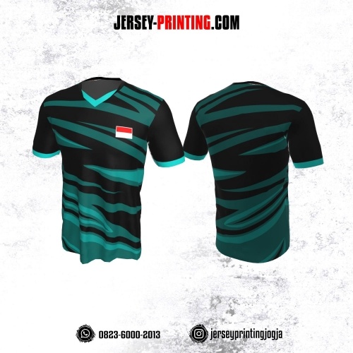 Jersey Badminton Hitam Loreng Tosca