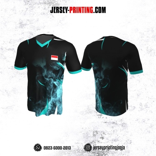 Jersey Badminton Hitam Motif Asap Tosca