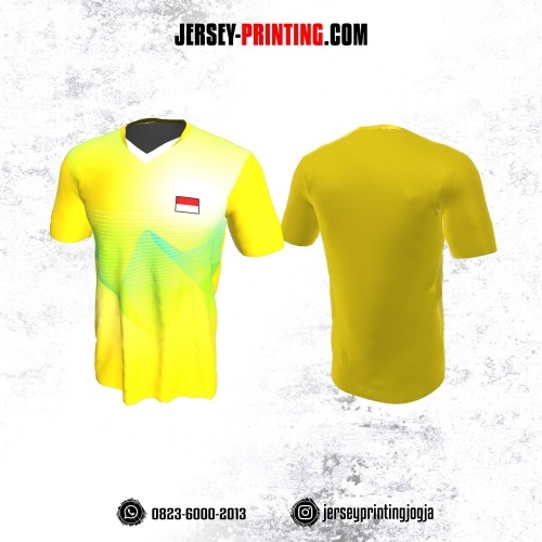 Jersey Badminton Kuning Biru Abstrak