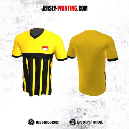 Jersey Badminton Kuning Stripe Hitam