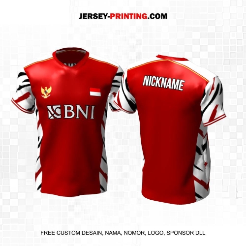 Jersey Badminton Maroon Putih Motif Abstrak 176
