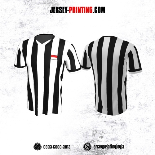 Jersey Badminton Motif Salur Hitam Putih