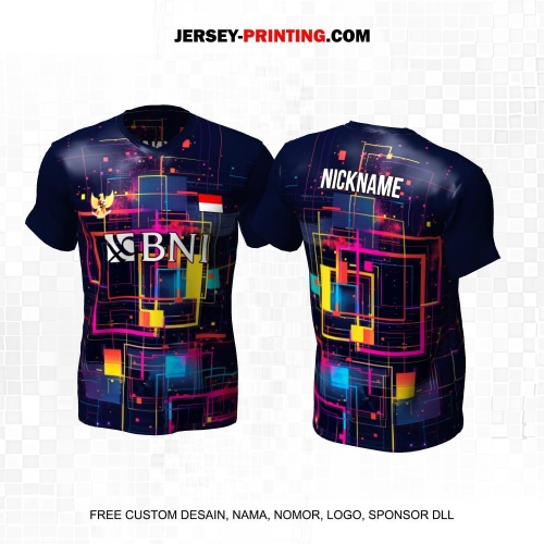 Jersey Badminton Navy Tua Motif Abstrak 90