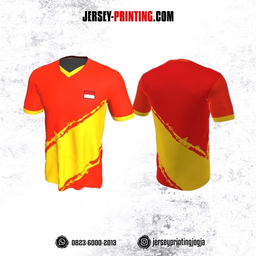 Jersey Badminton Orange Motif Brush Kuning