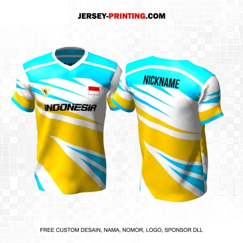 Jersey Badminton Putih Kuning Tosca Motif Abstrak 38