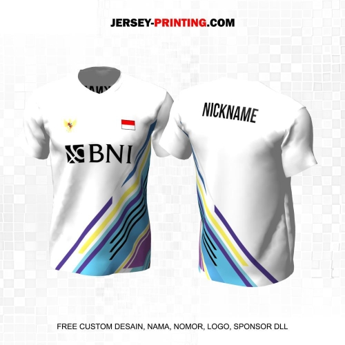 Jersey Badminton Putih Motif Abstrak 23