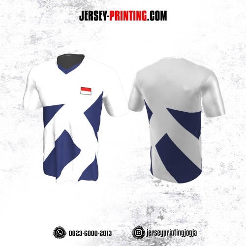 Jersey Badminton Putih Motif Geometris Ungu