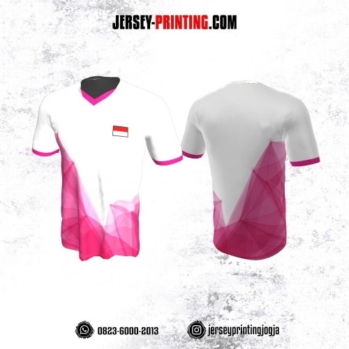 Jersey Badminton Putih Pink Abstrak