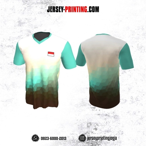 Jersey Badminton Putih Tosca Motif Gradasi