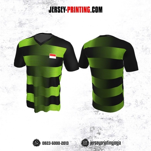 Jersey Badminton Strip Hitam Hijau