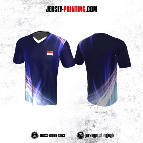 Jersey Badminton Ungu Motif Light Glow Putih