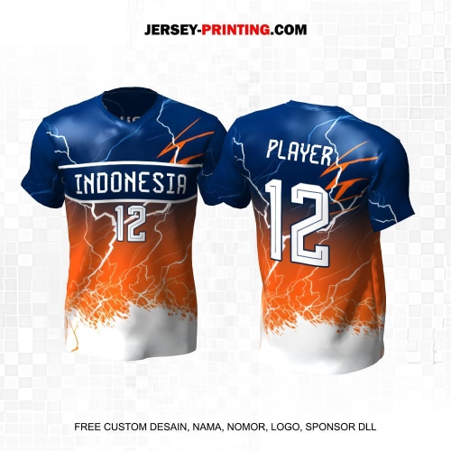 Jersey Basket Biru Orange Putih Motif Abstrak 198