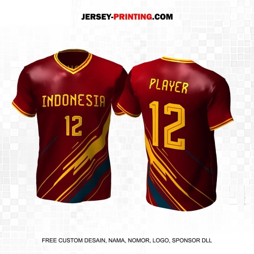 Jersey Basket Maroon Kuning Motif Abstrak 180