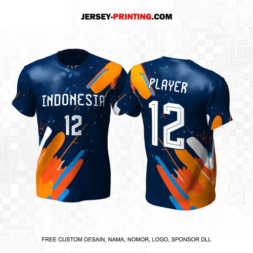 Jersey Basket Navy Orange Motif Abstrak 188