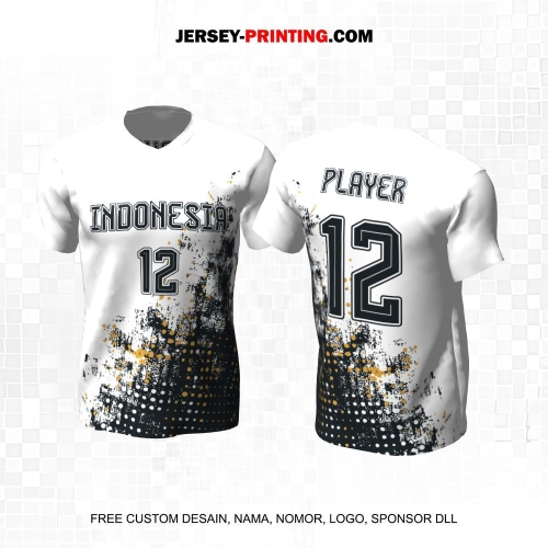 Jersey Basket Putih Abu Tua Motif Brush Abstrak 175