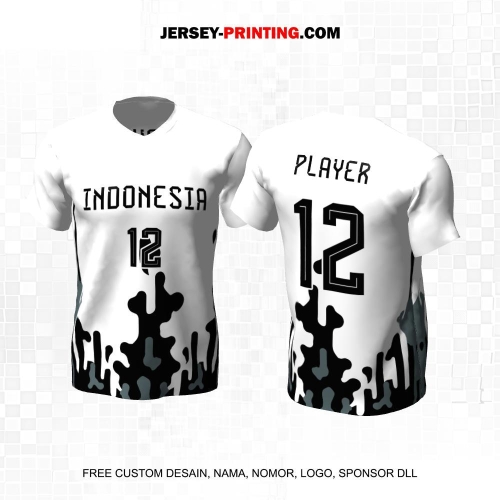 Jersey Basket Putih Hitam Motif Abstrak 176