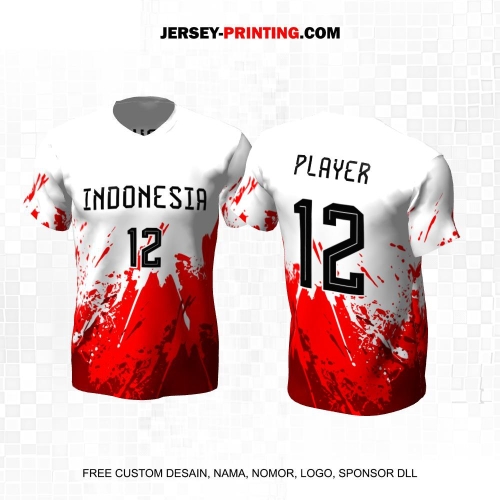 Jersey Basket Putih Merah Motif Abstrak 184