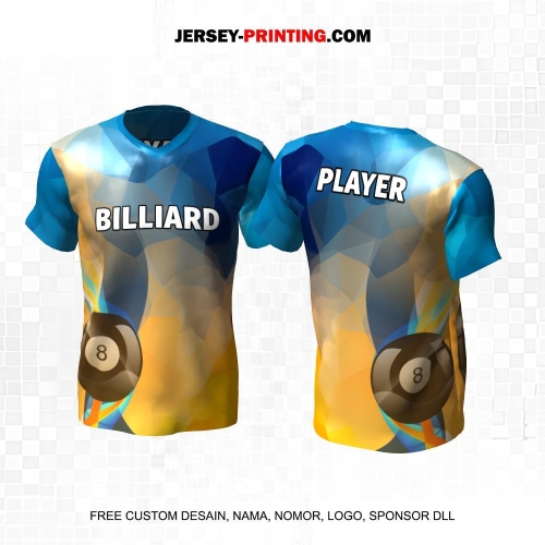 Jersey Billiard Biru Kuning Motif Abstrak Bola Billiard 32