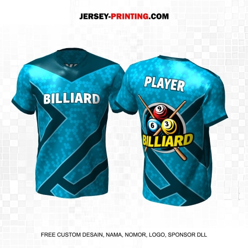 Jersey Billiard Biru Tosca Motif Abstrak Honeycomb 35
