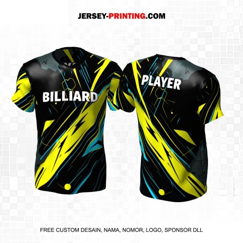 Jersey Billiard Hitam Kuning Biru Motif Abstrak 22