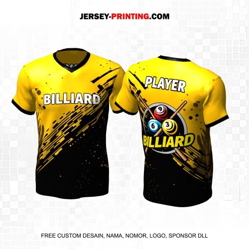 Jersey Billiard Hitam Kuning Motif Abstrak 17