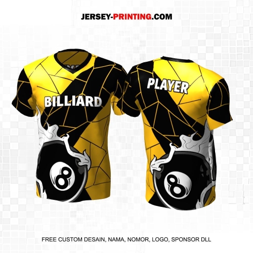 Jersey Billiard Hitam Kuning Motif Abstrak 36